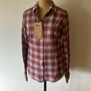 Fjallraven sz XS Ovik  Flannel Shirt mesa purple (dusty red) plaid NWT New cond